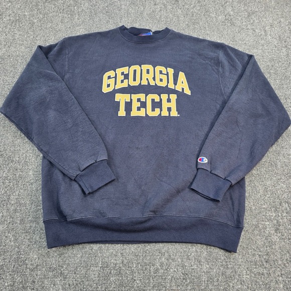 Vintage Champion Georgia Tech Sweatshirt Mens Large Collegiate Pullover Spellout - Picture 1 of 6